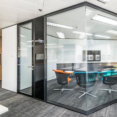 China Double tempered glass office partition wall glass office partition wall high quality easy installation double tempered with shades for sale