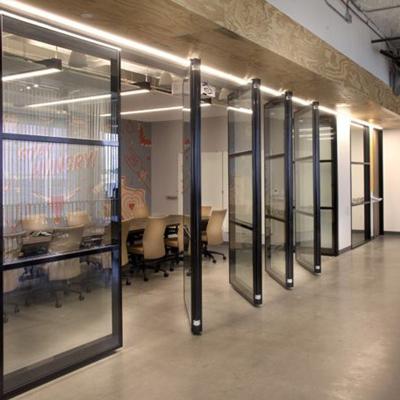 China Modern Contemporary School Glass Wall Office Frame Glass Wall Removable Sliding Movable Soundproof Aluminum Partition for sale