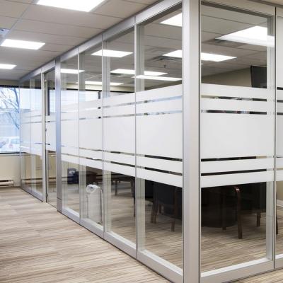 China Malaysia modern functional temporary school conference room stainless steel slimframe used frosted glass office room partition wall for sale