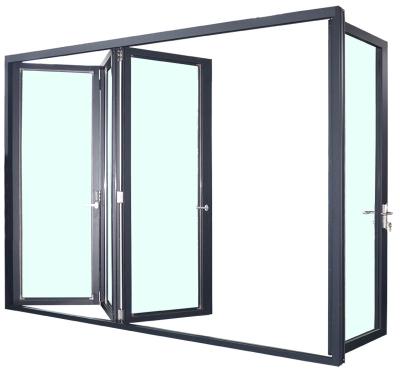 China Contemporary Soundproof Bi-fold Glass Door Folding Glass Partition For Interior Use for sale