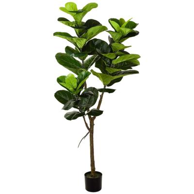 China Home office minimalist interior decoration greenney plastic plant in pot artificial fiddle leaf fig silk tree for sale