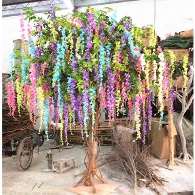 China Customized Goods Customized Fake Wisteria Flower Wisteria Flower Artificial White Blue Pink Wisteria Flower Wedding Trees Table Centerpiece Plants Trees for sale