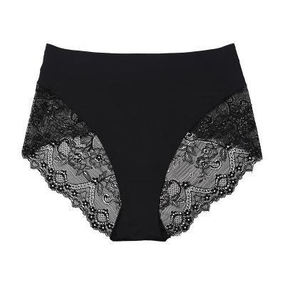 China European and American Middle Sexy Underwear Traceless Breathable and Comfortable Big Size Lace Fun Lace Women's Antibacterial Briefs for sale