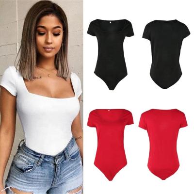 China European and American women's fashion Place-neck combination solid color casual sexy thin short-sleeved T-shirt QUICK-DRY for sale