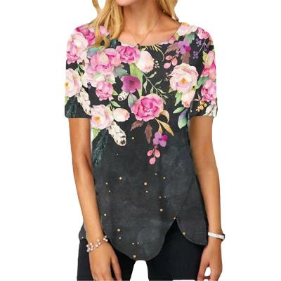 China Anti-wrinkle Pullover Women's T-shirt Factory Printed Short Sleeve Multicolor Irregular Stain for sale