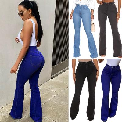 China 2022 QUICK DRY flared women's jeans European and American style hip lifting tall slim pants women's pants for sale