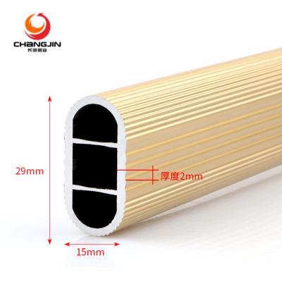 China Easy Installation Aluminum Alloy Wardrobe Tube Bracket Oval Wardrobe Tubes For Furniture for sale