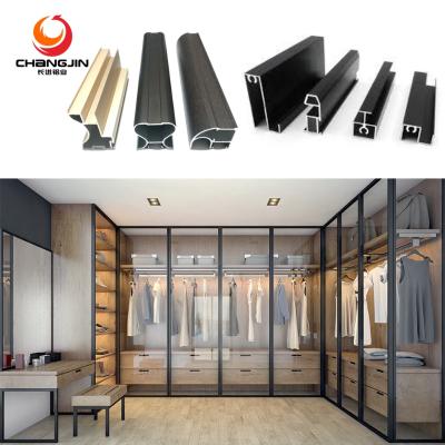 China CHANGJIN China Wardrobe Supplier China Wardrobe Sliding Door Track Aluminum Wardrobe Door Frame Glass Profile for sale