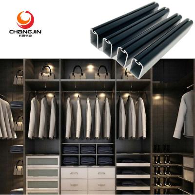 China New Fashion Square Wardrobe Decorations Aluminum Rail Tube Clothes Hanging Pole Profiles for sale