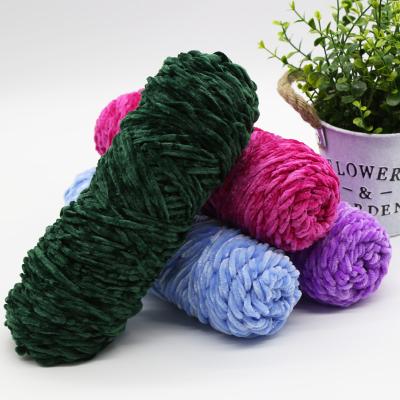 China Viable Colorful Polyester Chenille Tape Baby Crochet Maker Good Quality Dimuni Scrambled Velvet Yarn for sale