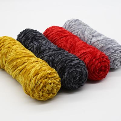 China Dimuni Viable Wholesale Textile 100g Dyed Wool For Crocheting Yarn Fancy 100% Polyester Velor Chenille Fuzzy Knitting Yarn for sale