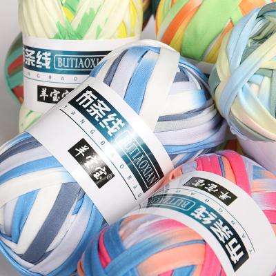 China Dimuni Manufacturer Viable Wholesale Colorful Polyester Hand Knitting Crochet Yarn T-shirt Yarn For Sale for sale