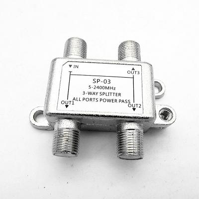 China Indoor SATV / CATV Digital Coaxial Cable SAT 3 Way Splitter 5-2400 MHz TV Splitter for sale