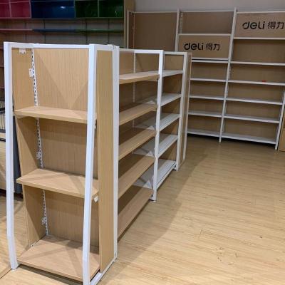 China Double Sided Gondolas Customized Wooden Supermarket Shelves Medicine Display Shelf, Display Racks for sale