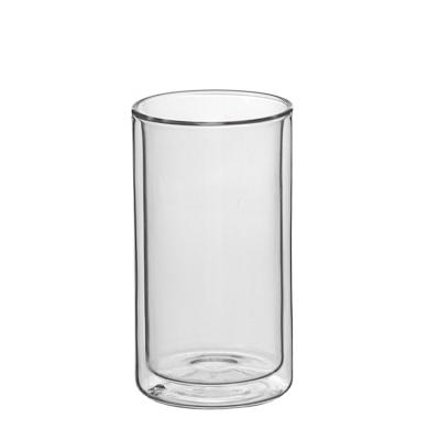 China Viable Custom Modern Double Layer Fruit Water Glass Cup Transparent Mug Without Handle for sale