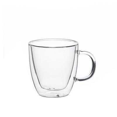 China Good Quality Sustainable Reusable 350ml Coffee Mug Borosilicate Double Wall Glass Drinkware Cup for sale