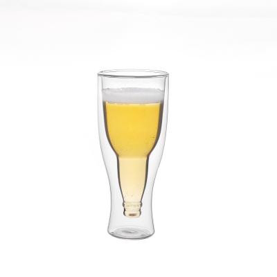 China Sustainable Thermal Double Layer Mugs Glasses For Water Double Wall Cups 300ml Beer Glass Glass Mug for sale