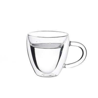 China Modern 250ml 350ml Unique Design Tea Glass Mug With Handle Borosilicate Glass Custom Mug for sale