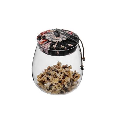 China Sustainable high borosilicate airtight glass jar with wooden lid for sale