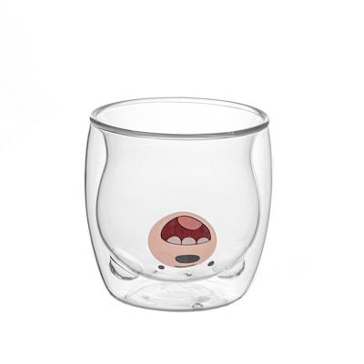 China High Double Bear Viable Borosilicate Glass Cartoon Mug Coffee Mug Heat Resistant Beer Glass for sale