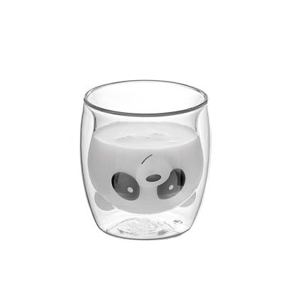 China Panda Shape Handmade High Borosilicate Glass Mug Coffee Milk Tea Viable Glass Cup Double Wall for sale