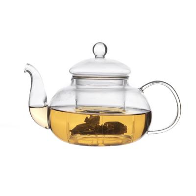 China Hot selling viable 400ml 600ml 800ml 1000ml pyrex glass teapot with strainer flower pot glass teapot with infuser for sale