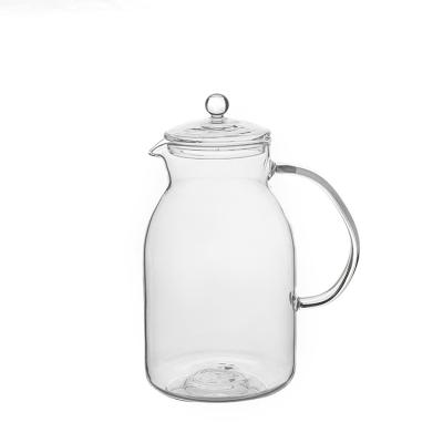 China Borosilicate 1500ML Hot Water Sustainable And Cold Glass Jug With Lid for sale