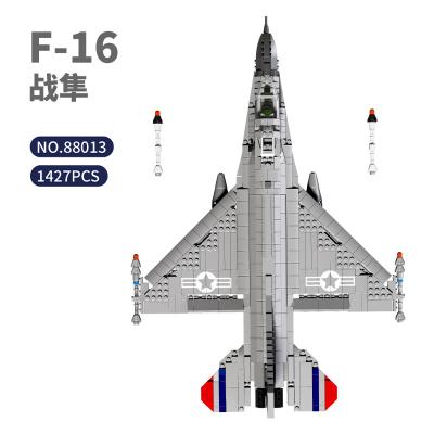 China Toy Factory Price Military Series JUHANG 88013 Model F-16 Fighter Aircraft Building Block 1427PCS Educational Building Block Toys For Birthday Gift for sale