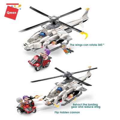 China Building Toy Hot Sale Qman Series NO.3211 Military Assault Helicopter Model 352pcs Assemble Mini Building Block Brick Toys Gift For Boys for sale