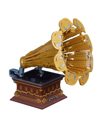 China Building Toy New YC-21002 Creative APP Motorized Phonograph Speaker Assembly High-Tech Brick Model Sets DIY Music Box Building Blocks Play for sale