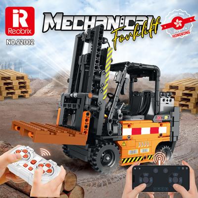 China NEW 2022 Building Toy Reobrix 22002 Mechanical Industry Series RC Forklift Mk II Truck Model Building Blocks Kid Toys Gifts 722pcs for sale