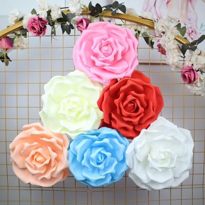 China Artificial Flower Simulation Rose PE Foam Loop Edge Wedding Window Display Party Backdrop Flat Flower Wall Layout Props Garland for sale