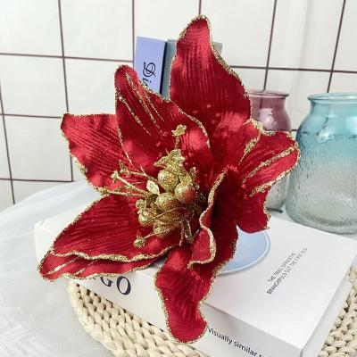 China Artificial Velvet Christmas Tree Decoration Flower Velvet Party Holiday Display Simulation Flores Window Display Props for sale