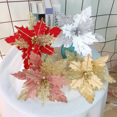 China 5Pcs Flower Head Home Decoration Flower Wire Branch Fake Sprinkle Flora Christmas Tree Decor Background Net Wall Party Accessories for sale