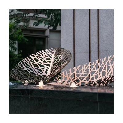 China Custom Japan LAWELL Large Metal Leaf Sculpt Stainless Steel Garden Sculpture Abstract Art for sale