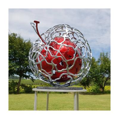 China Custom Art Large Outdoor Sculptures Modern Fruit Apple Sculpture from Europe LAWELL for sale