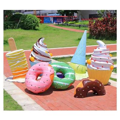 China Europe LAWELL Fiberglass Popsicle Lollipop Cast Sculpture Resin Ice Cream Sculpture Donut Custom Outdoor Sculpture for sale