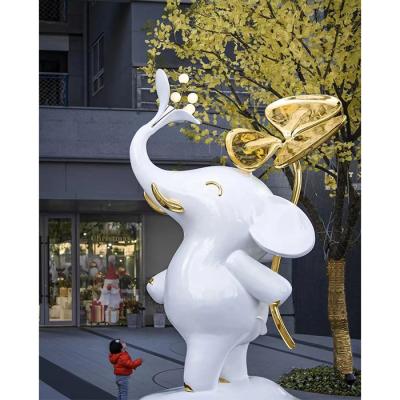 China Custom Made Animal From Europe LAWELL ART Fiberglass Large Elephant Sculpture Carvings Outdoor Resin Animal Sculpture for sale