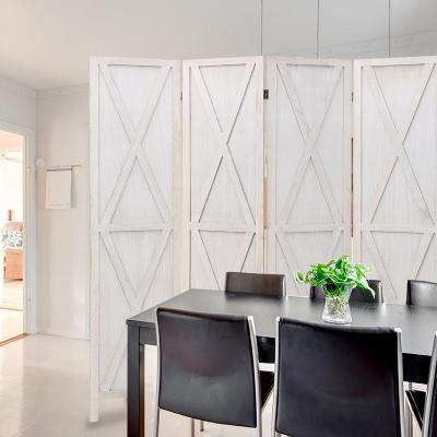 China Art Deco White Color Partition Screen Wall Room Divider Panel Wooden Biombos Divider X Shaped 4 Piece For Free-Standingoutdoor for sale