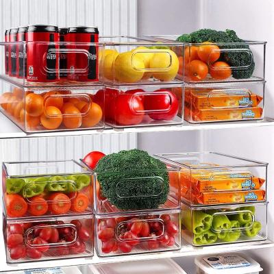 China Amazon Hot Sell BPA Free Set Of 6 Fridge Container Pantry Clear Organizer Storage Organizer With Lid for sale