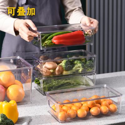 China 6 Pack Stackable Freezer Storage Refrigerator Organizer With Lid Kitchen Fridge Freezer Storage Organizer for sale