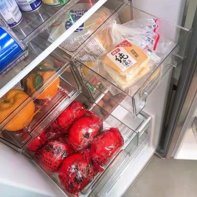 China Plastic Clear Stackable Freshness Keeping Pull Out Fridge Freezer Organizer with Hander for sale