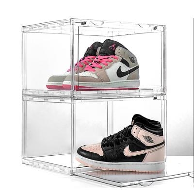 China Hot Detachable Acrylic Transparent Dust Proof Magnetic Shoe Box New Products Absorption Storage Box Display Magnetic Shoes for sale