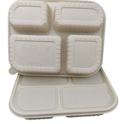 China Stocked Cornstarch Lunch Box Slotted Lunch Box Deepened Four Grid Fast Food Dish With Cover for sale