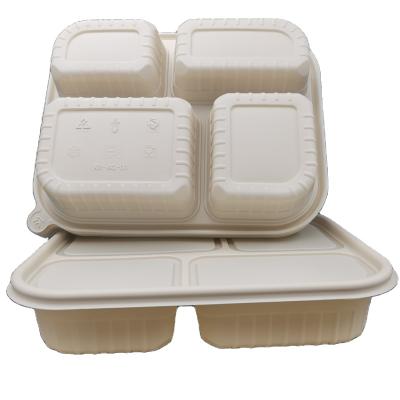 China 1100ml Cornstarch Lunch Box Multi Grid Takeaway Portable Food Container Stored for sale