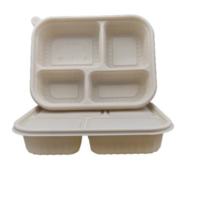 China Stocked Cornstarch Lunch Box Picnic Storage Four Compartment Disposable Lunch Box Kitchen Tools for sale