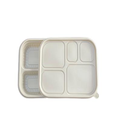 China Manufacturer Customized Disposable Compostable Take Out Box Stocked Fast Food Box With 5 Compartment Lunch Box for sale