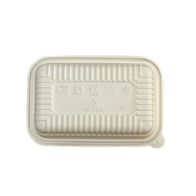 China Disposable Stocked Thermoforming Take Out Container 750ml Cornstarch Rectangular Lunch Box for sale