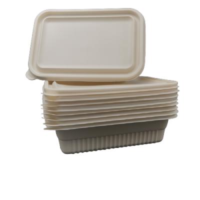 China Eco-Friendly Disposable Bento Box Package Stored Rectangular Cutlery Box Cornstarch Meal Box Rectangular Bowl for sale