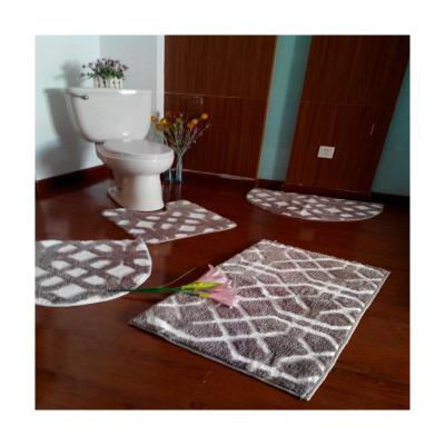 China Hot Sale Good Quality Bathroom Mats Cheap Viable 4 Piece Covers Set Toilet Bath Mat Rug for sale